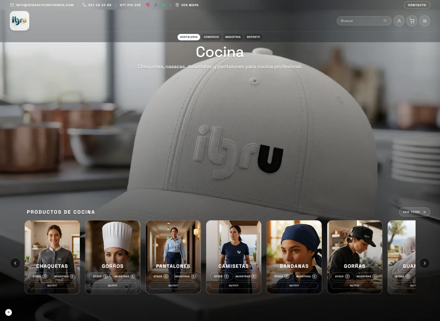 Catálogo visual de uniformes de hostelería desarrollado para Ibigrafic
